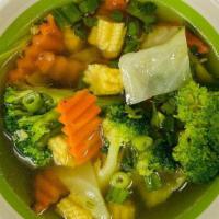 Veggie Veggie Soup · Mixed vegetables served in a veggie broth soup.