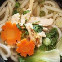 Udon Noodle Bowl · Udon noodle with chicken, bok choy, carrots, scallions & cilantro in a chicken broth.
