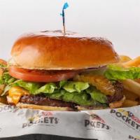Pockets Cheeseburger · Includes mayo, ketchup, mustard, tomato, onion, pickles, fresh vegetables and your choice of...