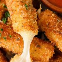 Mozzarella Sticks · Crispy seasoned golden fried to perfection and filled with cheese.