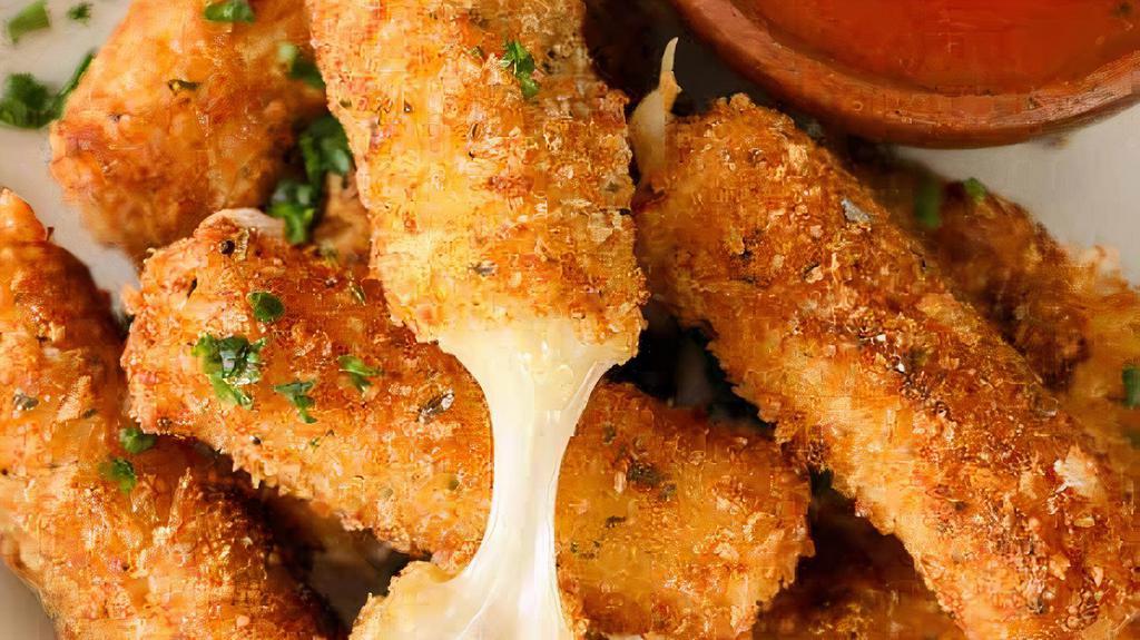 Mozzarella Sticks · Crispy seasoned golden fried to perfection and filled with cheese.