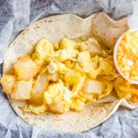 #101. Egg And Potatoes Breakfast Taco · Add cheese for an additional charge.