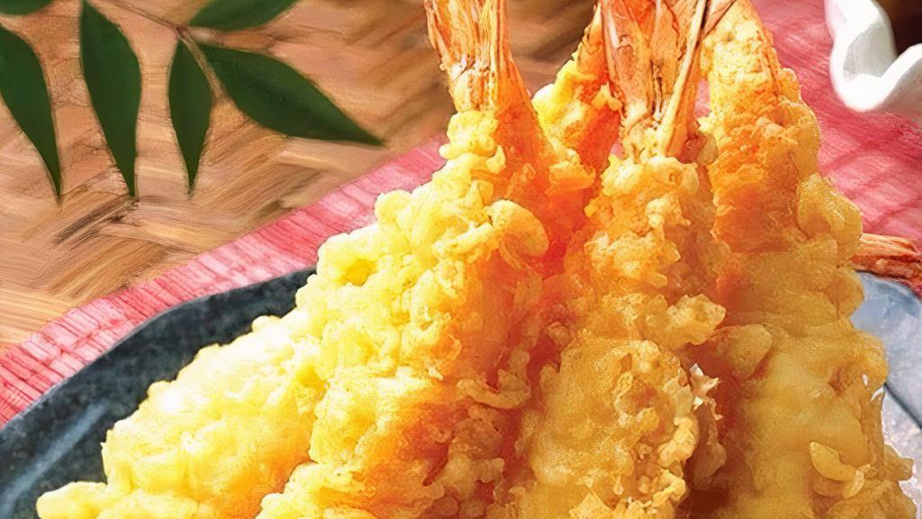 Shrimp Tempura · Five pieces. Deep-fried shrimps with spicy mayo.