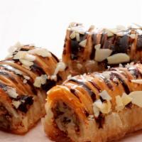 Baklava Nut Roll · A sweet crunchy, one baklava roll with walnut, almond and chocolate.