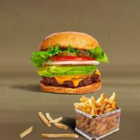 Avocado Psycho Burger · American beef patty topped with avocado, melted cheese, lettuce, tomato, onion, and pickles....