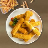 Cheese Sticks · (7 pieces) Cheese sticks battered and fried until golden brown.