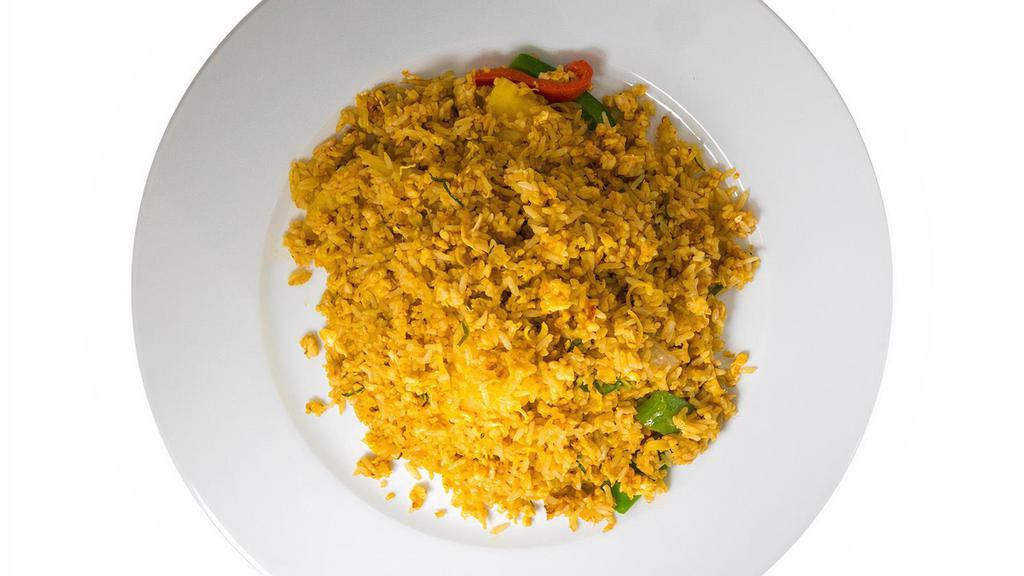 Vegan Herb Curry Fried Rice · Thai curry fried rice with mixed Thai herbs with onion, bell peppers, potatoes. <br /><br />(***No Spicy will still be MILD spiciness due to the curry paste, However no dry Thai chili will be added to the dish)