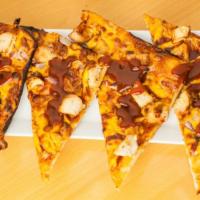 Bbq Chicken Flatbread · Chicken, fat-free hickory BBQ sauce, reduced-fat cheddar and red onion