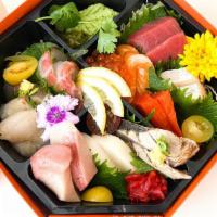 Chirashi Dinner - Gf* · RAW. 11 pieces of chef's choice sashimi, served with our signature rice box (sushi, black an...