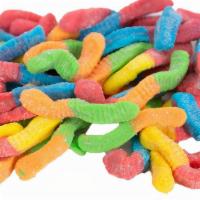 Gummy, Sour Neon Worms · Sour worm candy.