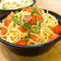 Spaghetti Pomodoro · Spaghetti pasta, fresh tomatoes and basil, and olive oil.