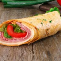 Luciano Wrap · Ham, salami, provolone, lettuce, tomatoes wrapped in tortilla.