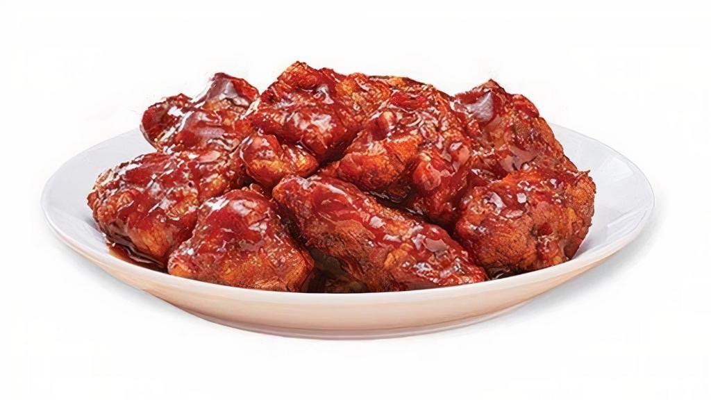 Smoky Bbq Boneless Wings · Our tender boneless wings; breaded, oven-roasted, and then tossed in smoky BBQ sauce. An amazing combination of sweet and smoky.