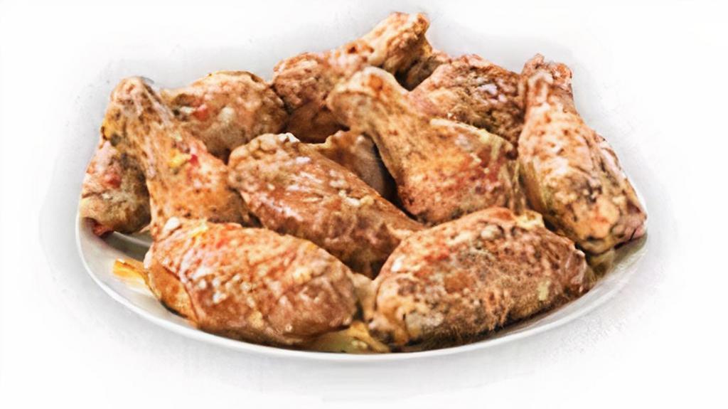 Parmesan Garlic Bone-In Wings · Our traditional bone-in wings oven roasted, and then tossed in parmesan garlic sauce. A classic savory favorite.