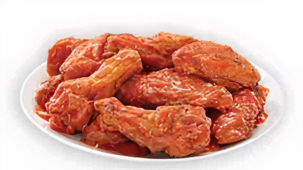 Mild Buffalo Bone-In Wings · Our traditional bone-in wings oven roasted, and then tossed in mild buffalo sauce. It is sniffles hot, but not tears in your eyes hot.