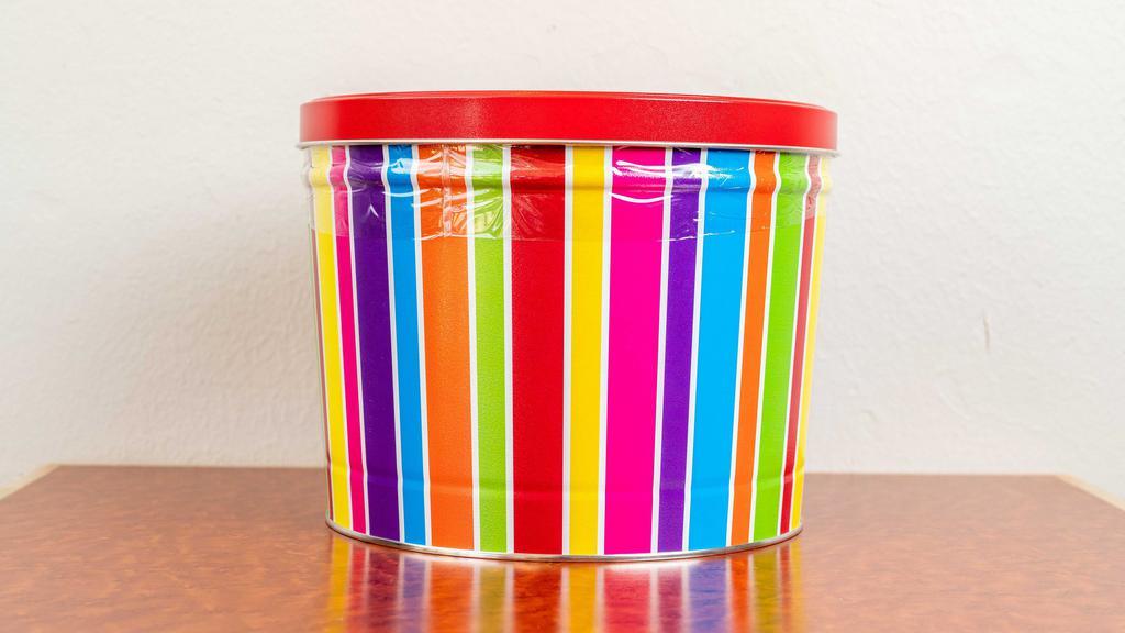 Everyday Stripes 2 Gallon Popcorn Tin · Choose all 3 fresh-popped flavors.