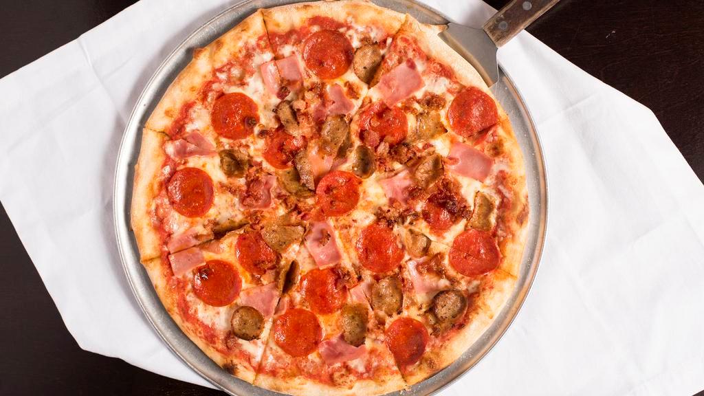 Meat Lovers Pizza · Bacon, ham, meatball, pepperoni and sausage.