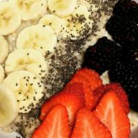 Berry Nut Oatmeal  · Oatmeal, strawberries, blueberries, pecans, chia seeds with honey