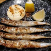 Shishamo · Smalt fish, salt, shichimi, mayo.