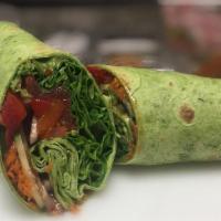 Roasted Vegetable Wrap · Roasted red peppers, red onions, shredded carrots, sliced cucumbers, lettuce, tomato and bal...