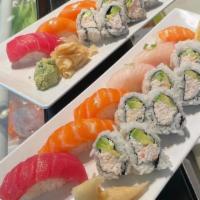 Sushi Combo · 6 Pieces nigiri sushi with tuna roll or salmon roll.
Miso Soup and House Salad with Ginger d...