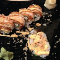 New York Roll · Shrimp tempura, jalapeño, cream cheese, topped with shrimp and special sauce.
