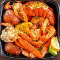 Weekend Special · 1 lb snow crab, a 5 oz lobster tail, 1 lb shrimp (headless), potato and corn, served with yo...
