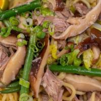 Canton Pancit · egg noodles, pork belly, cabbage, shiitake mushrooms, soy and garlic