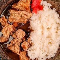 Karaage Kare · japanese curry, 5 spice fried chicken, sushi rice, fukujinzuke