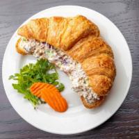 Chicken Salad Croissant Minis · 3 butter croissant minis toasted filled with cranberry pecan chicken salad. (contains nuts)