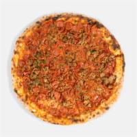 Meat Lovers Pizza · Marinara, mozzarella, pepperoni, sausage, ground beef, turkey ham, and turkey bacon That's a...