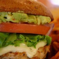 Southwest Chicken · Grilled Chicken, Guacamole, Pepperjack, Lettuce, Tomato, Red Onion.