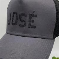 José Trucker Hat · Traditional mesh-backed hat with José embroidered on front panel.