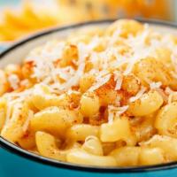Mac & Cheese · Large bowl of homemade macaroni and cheese.