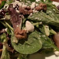 Mixed Green Salad · Dried cranberries. Candied walnuts. Goat cheese. White balsamic.