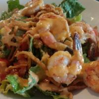 Thai Shrimp Salad · Red curry shrimp over daikon, mixed greens, rice noodles, red
onion, cucumber, red bell pepp...