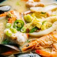 White Seafood Noodle Soup · w/ udon.