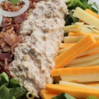 Tuna Salad · Tuna Salad, Swiss & American Cheese, w/ Grape Tomatoes, Hard-Boiled Egg, Onion and Bacon Bit...