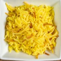 Rice Pilaf · Basmati rice and pasta with chicken stock, lemon juice, and turmeric. Gluten-free vegetarian...