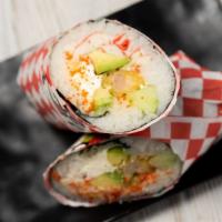 Shaggy Dog Sushi Burrito · Chef first recommended. Shrimp tempura, snow crab, avocado, cream cheese, cucumber with spic...