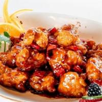 General Tso'S Chicken · Lightly battered chicken breast, dry red chili, sweet savory spicy General Tso's sauce