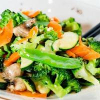 Buddha'S Delight · Broccoli, snow peas, carrot, zucchini, mushroom, white sauce.  Gluten Free