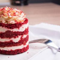 Red Velvet Mini Cake · Red sponge cake with  traditional white frosting  ; * On Availability Basis