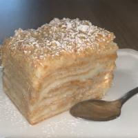 Napoleon Mini Cake · Puff Pastry layers with homemade Bavarian cream; * On Availability Basis
