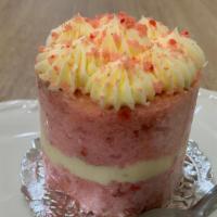 Strawberry Mini Cake · Layers of strawberry moist cake with piped chef's specialty custard cream; * On Availability...