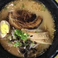 Tonkotsu Miso Ramen · Spicy. The depth of miso added to the popular pork bone broth (Tonkotsu). The ultimate dish....