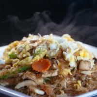 Pad Woon Sen (Clear Noodles) · Sautéed carrots, yellow onions, green onions, fresh mushrooms, shiitake mushrooms, celery & ...