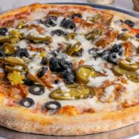 Special · Pepperoni, Italian sausage, mushrooms, onions, green bell peppers, black olives and extra ch...