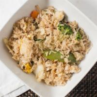 Basil Fried Rice · Eggs, onion, bell pepper, and basil.