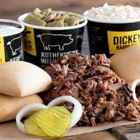 Picnic Pack · Includes a choice of your favorite meat (1 lb.), 2 medium sides, 4 rolls and barbecue sauce....